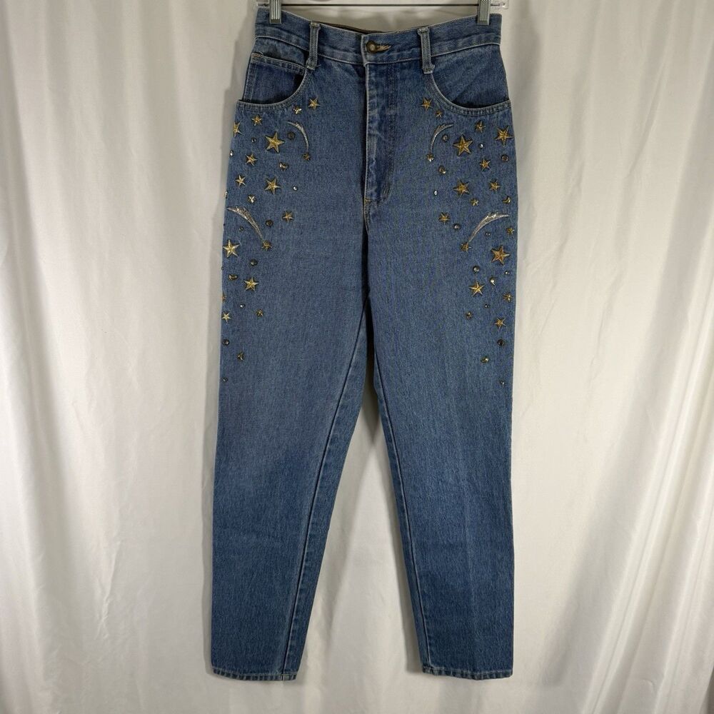 Monique Jeans 7/8 Women's 26 26x31 Medium Wash Start Embroidered Made USA